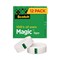 Scotch 1 in. Core 0.75 in. x 83.33 ft. Magic Tape Value Pack - Clear (12/Pack)
